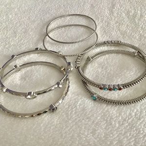 Graziano CN silver tone bangle bracelets, set of 6